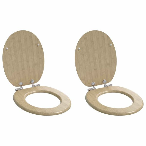 vidaXL Toilettensitz 2-teilig Heller Bambusfarbton 44 x 38 cm MDF-Platte, 3414532