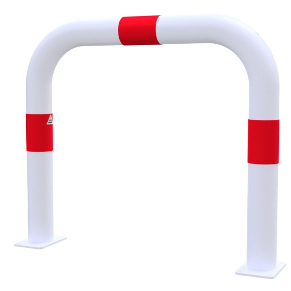 STEIN HGS Absperrbügel zum Aufdübeln aus Stahlrohr Ø76 mm, Breite 750 mm, weiß, weiß rot, 80470.0003