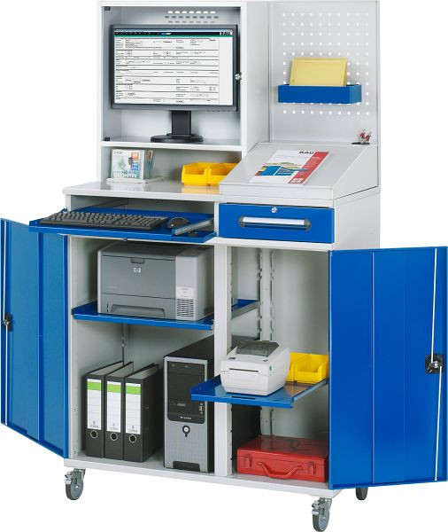 RAU Computer-Schrank 99 mit Monitorgehäuse, B1100xT520xH1895mm, mobil, 07-1100T-M99-MG2F.11