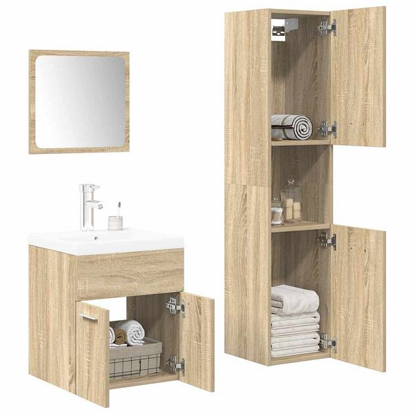 vidaXL 4-tlg. Badmöbel-Set Sonoma-Eiche Holzwerkstoff, 3325023