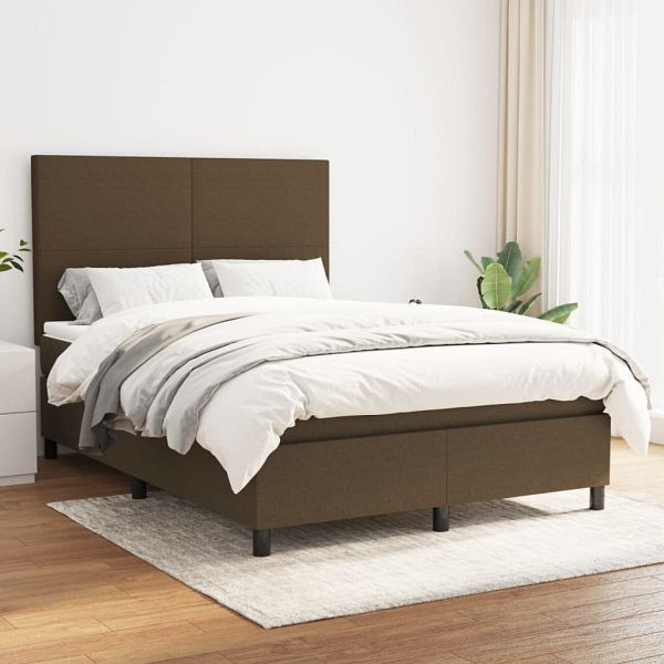 vidaXL Boxspringbett mit Matratze Dunkelbraun 140x190 cm Stoff, 3141612