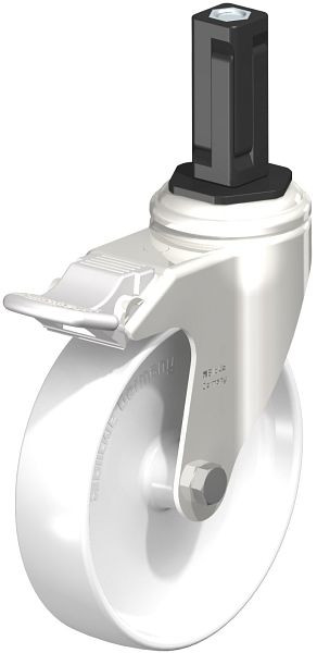 Blickle LKRXA-PO 126G-11-FI-EXV13 Edelstahl-Apparate-Lenkrolle mit Expander & Feststeller, Polyamid, Weiß, 853562