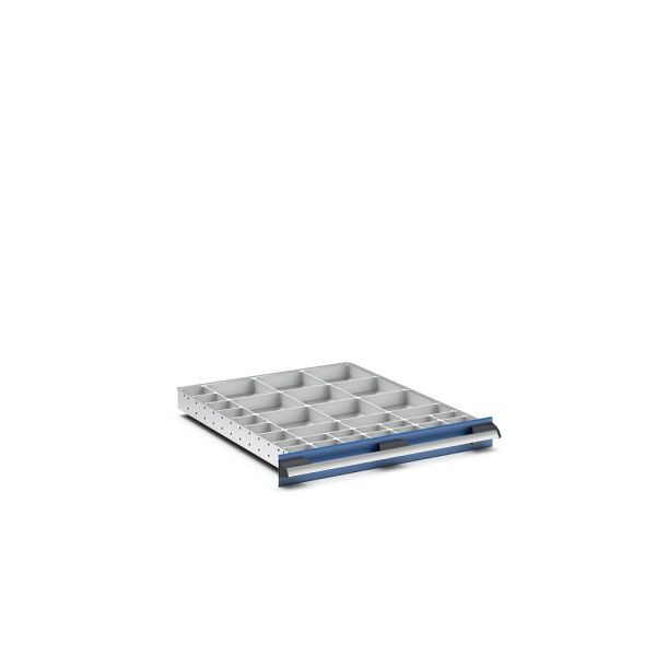 bott cubio Sortiment mit 33 Boxen, BxTxH: 650x750x50mm, Kunststoff / RAL 7035, Lichtgrau, 43020801