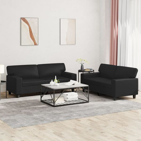 vidaXL 2-tlg. Sofagarnitur Schwarz Kunstleder, Top-Qualität, 3201914