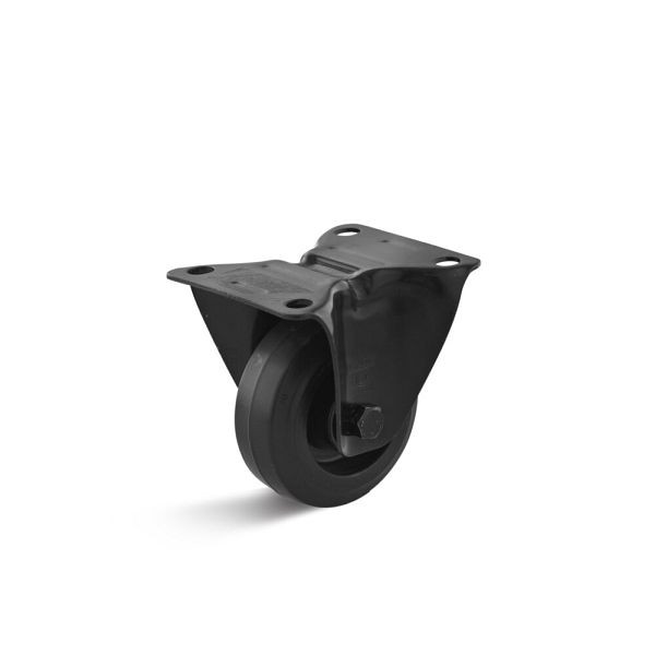 Torwegge Elastik-Vollgummi Bockrolle, Tragfähigkeit 150 kg, Rad-Ø 80 mm, Radbreite 36 mm, Bauhöhe Gehäuse 60 mm, Gesamtbauhöhe 100 mm, 0049195