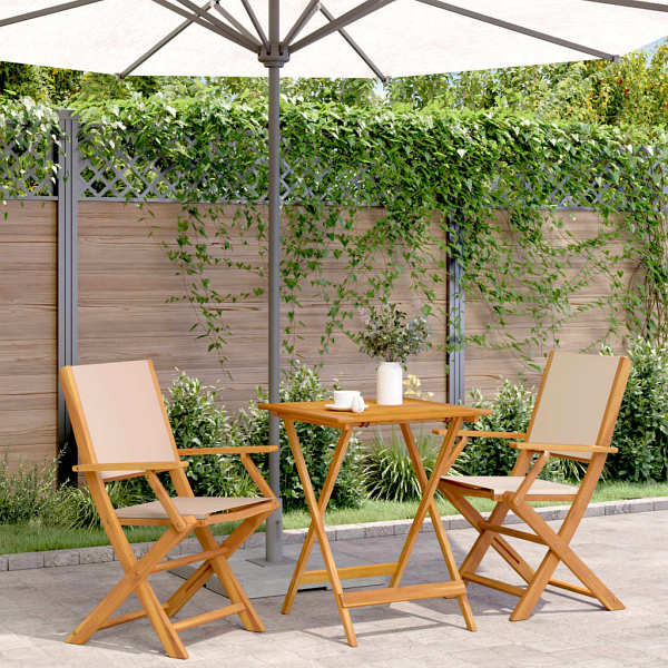 vidaXL 3-tlg. Bistro-Set Beige Stoff und Massivholz, 3281811