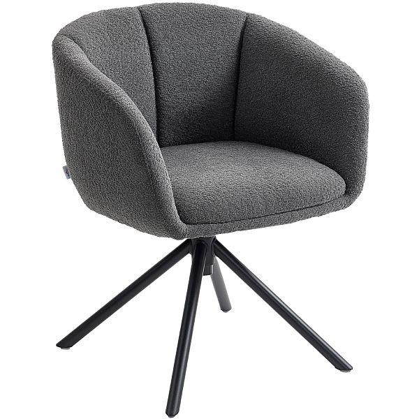 HOMCOM Sessel, Polsterstuhl mit bequemer Sitzschale, drehbar, kuscheliger Bezug, bis 120 kg, Grau, 83B-169V00CG