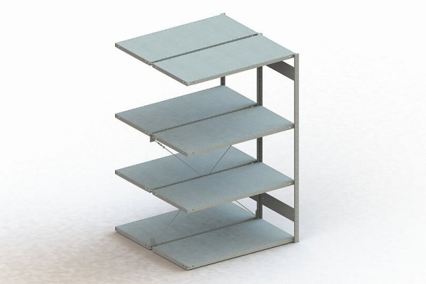 Meta Steckregal Meta CLIP 150 S3 Anbaufeld doppelseitig, Höhe: 2000mm, Länge: 1300mm, Tiefe: 2 x 600mm, Bodenanzahl: 2 x 4, RAL 7035 lichtgrau, 9900004498