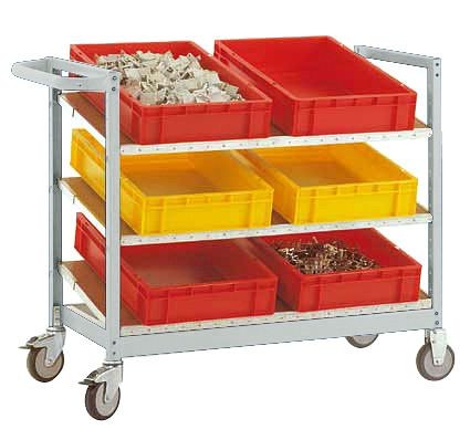 Manuflex Eurokastenwagen VARIMOBIL 250 kg mit Holzböden, HxBxT = 950 x 970 x 600 mm, lichtgrau, TV3372.7035