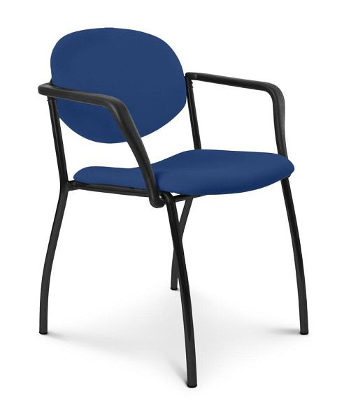 Deskin Besucherstuhl DELTA 2000, Gestell schwarz inkl. Armlehnen, Rücken Polster, oval, Farbe blau, 361526