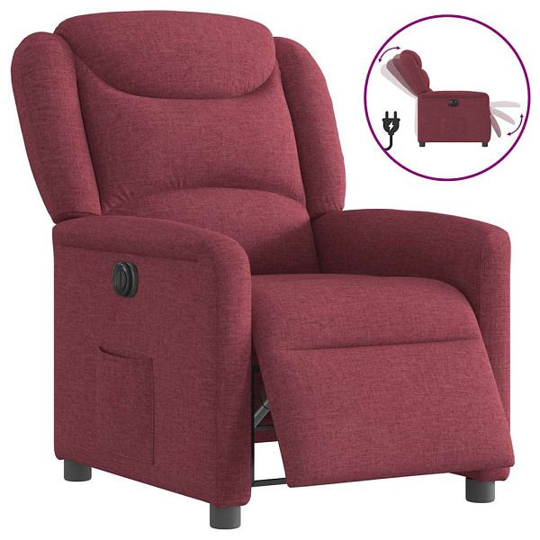 vidaXL Relaxsessel Elektrisch Weinrot Stoff, 3303177, 8721102961595