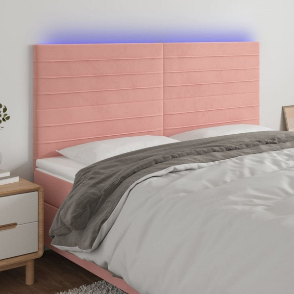 vidaXL LED Kopfteil Rosa 160x5x118/128 cm Samt, 3122623