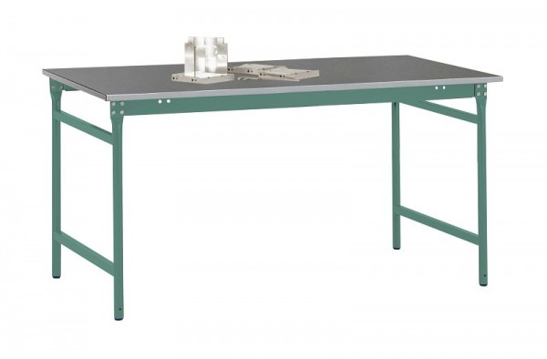 Manuflex Beistelltisch BASIS stationär mit Blechbelag-Platte in Graugrün HF 0001, BxTxH: 1500 x 800 x 780 mm, graugrün, BB3064.0001