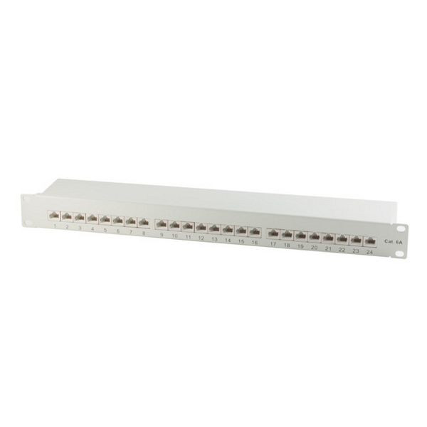 S-Conn Patchpanel/ Patchfeld cat6A, geschirmt 500 MHz, Rackeinbau 48,3 cm (19 Zoll) 24-Port lichtgrau, 75078