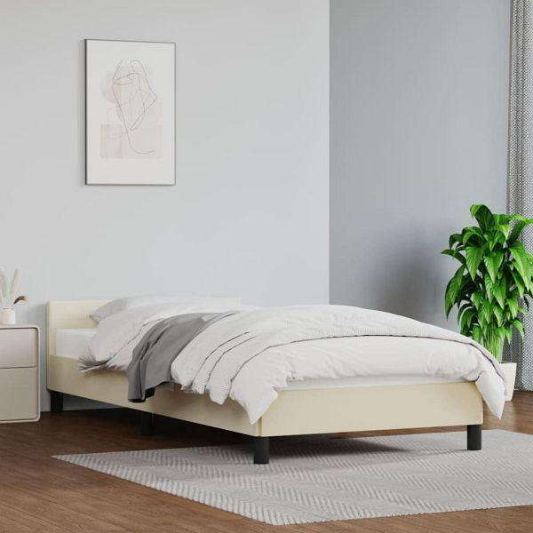 vidaXL Bettgestell mit Kopfteil Creme 100x200 cm Kunstleder, 347485