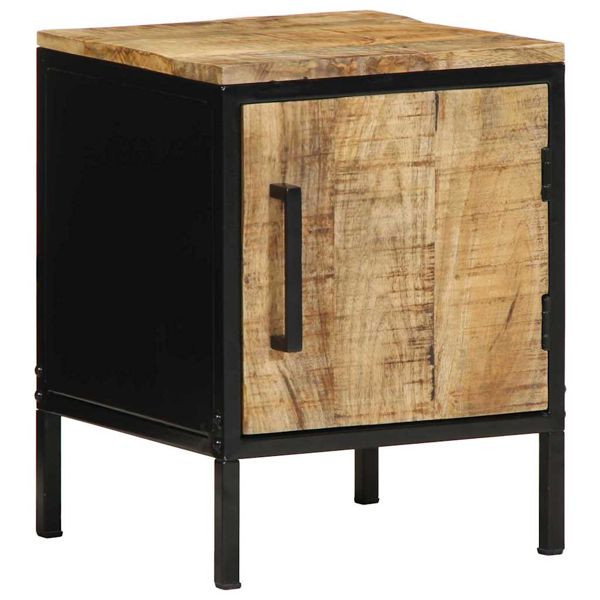 vidaXL Nachttisch Braun und Schwarz 30 x 30 x 40 cm Massivholz Mango, 4019639