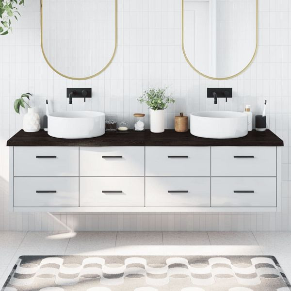 vidaXL Waschtischplatte Dunkelbraun 200x60x(2-4)cm Massivholz, 3156271