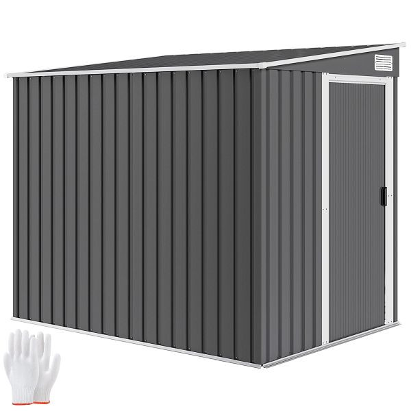Outsunny Metall Gerätehaus 2,81m² 154x206,5x181 cm Geräteschuppen mit Pultdach Fundament, 845-983V00CG