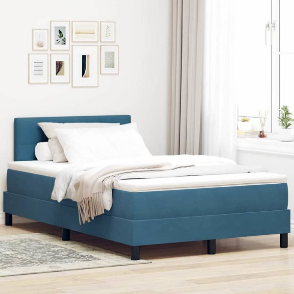 vidaXL Boxspringbett mit Matratze mit Kopfteil Blau 120 x 190 cm Samt, 3342642