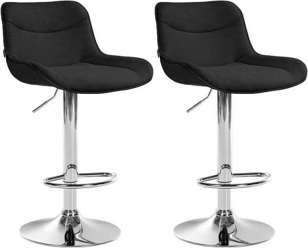 CLP Barhocker Vonore Stoff chrom, schwarz, VE: 2 Stück, 325232