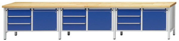 ANKE Werkbänke Kastenwerkbank, Modell 106 V, 4050 x 700 x 850 mm, RAL 7035/5010, KSP 50 mm, 301.654