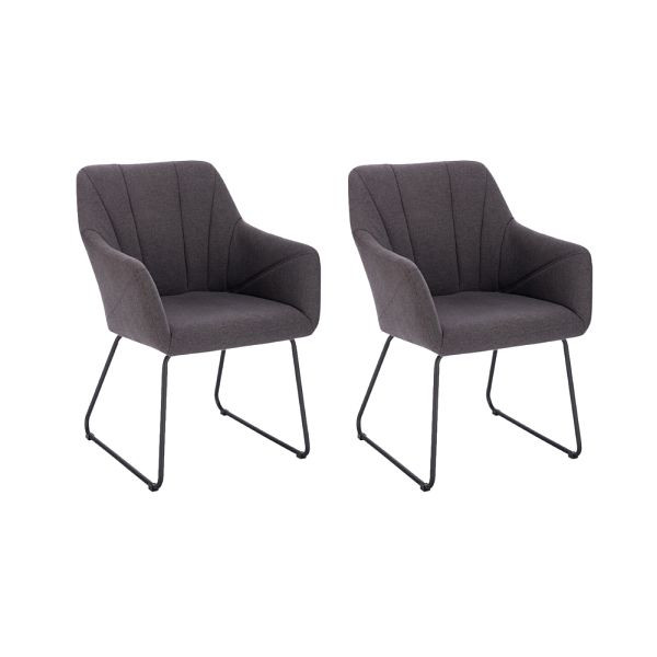 HOME DELUXE Armlehnenstuhl 2er Set PAKU – Webstoff Anthrazit, 50880