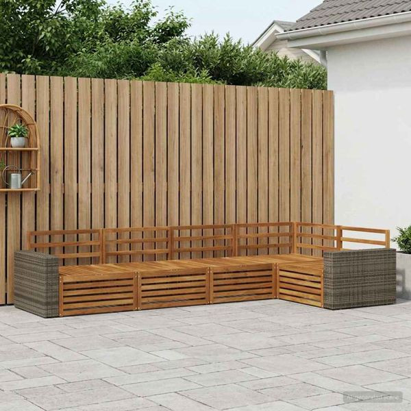 vidaXL Outdoor-Sofagarnitur 5-teilig Natur 331 x 172,5 x 73 cm, 3383367