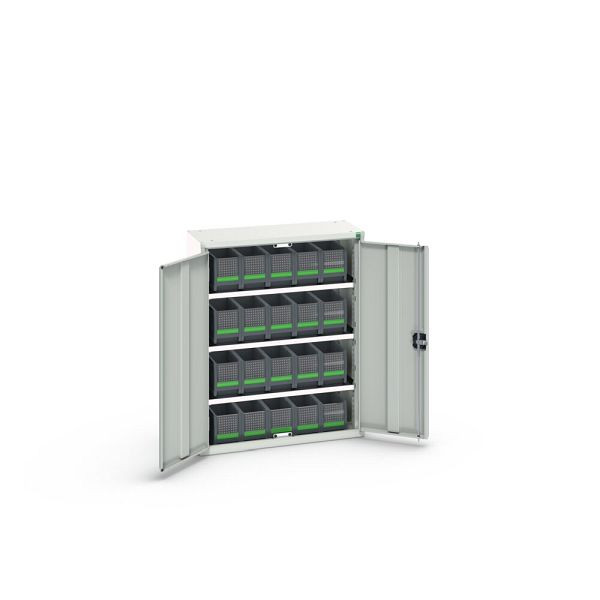 bott verso Magazinschrank, mit 3 Fachböden und 20 bottBoxen, BxTxH: 800x350x1000mm, Lichtgrau, 16926404.16