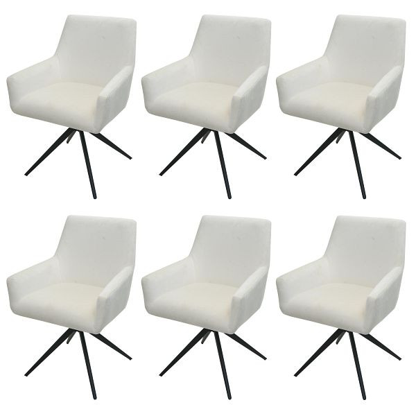 Mendler 6er-Set Esszimmerstuhl HWC-L91, Küchenstuhl Armlehne drehbar Auto-Position Stoff MVG, creme-beige, 3x103083