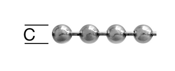 Vormann Kugelkette Ø 4,5mm Messing, verchromt, VE: 25 Meter, 008210045MSC