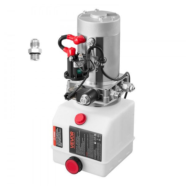 VEVOR 4 Qt Hydraulikaggregat, 12 V DC, 22 MPa, 3,4 L/min, für Kippanhänger, Metallbehälter, Weiß, 12VDZYSLYXCZXPBUL001V9