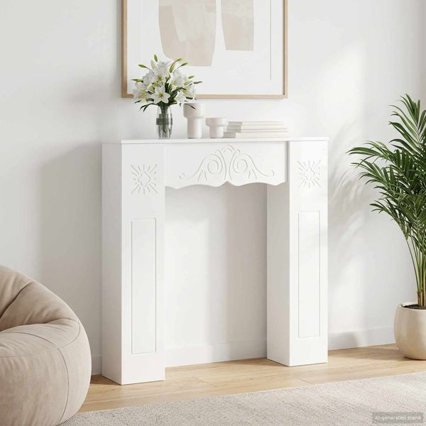 vidaXL Kaminumrandung Glänzend Weiß 102 x 20 x 102 cm Holzwerkstoff, 8006637