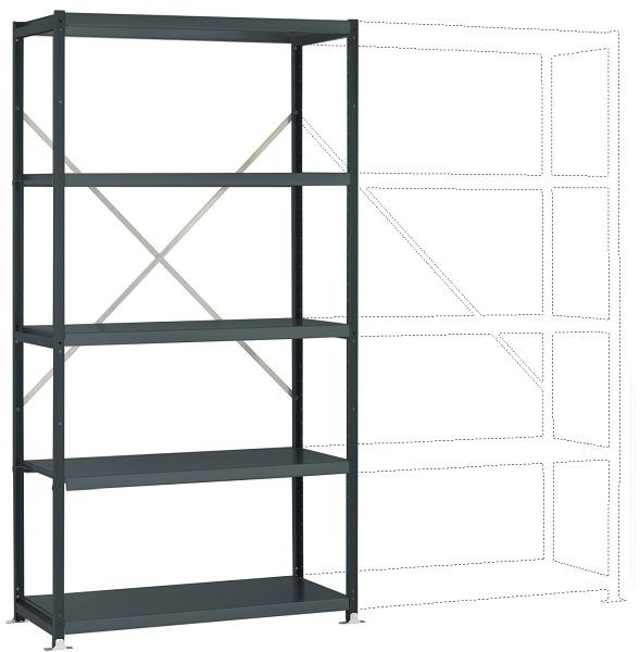 Manuflex Fachboden-Steckregal Color Grundregal mit 5 Stahlböden, HxBxT = 2000 x 1030 x 300 mm, anthrazit, RP1051.7016