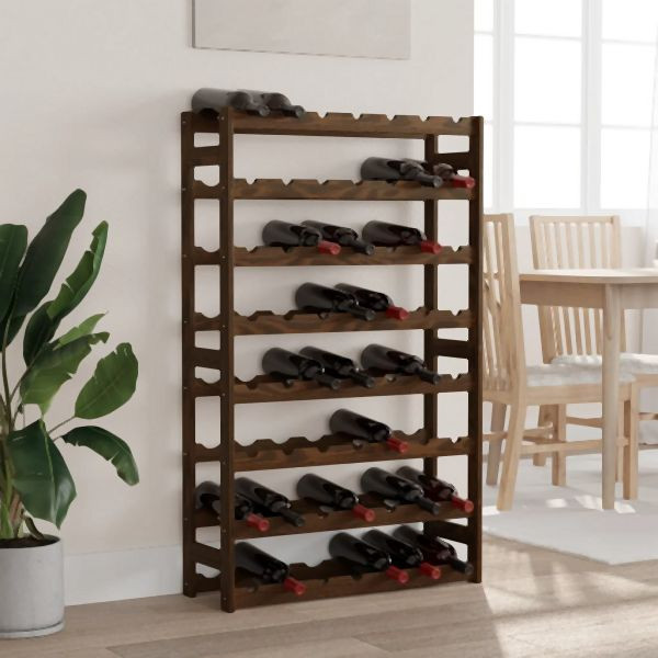 vidaXL Weinregal für 56 Flaschen Braun Massivholz Kiefer, 373393