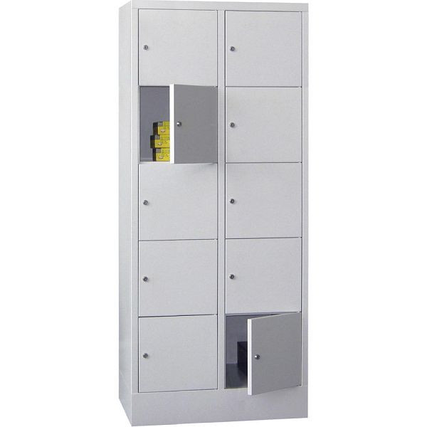 Deskin Schließfachschrank CLASSIC mit glatten Türen, Korpus lichtgrau, Türen lichtgrau, H 1850 x B 800 x T 500 mm, 264211