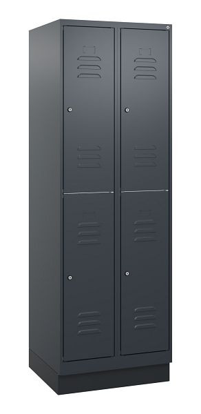 C+P Doppelstöckiger Spind Classic PLUS, Sockel, 2 Abteile, 1800x600x500mm, 7016/7016, Zylinderschlösser, 0803207-20 S10027