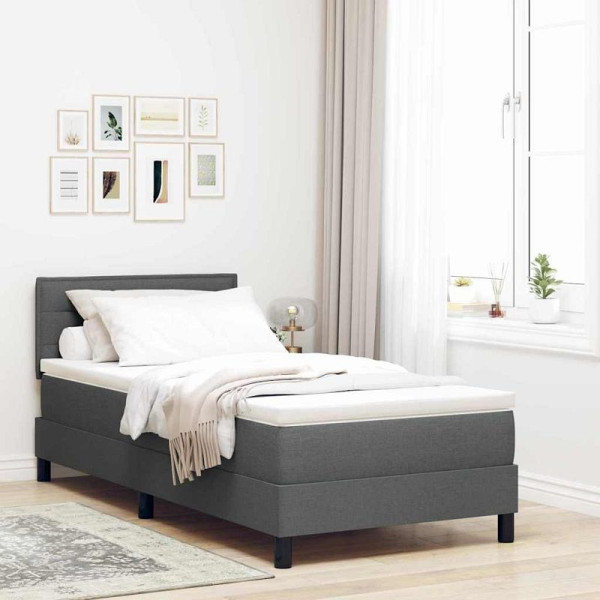 vidaXL Boxspringbett mit Matratze Dunkelgrau 100 x 200 cm Stoff, 3338588