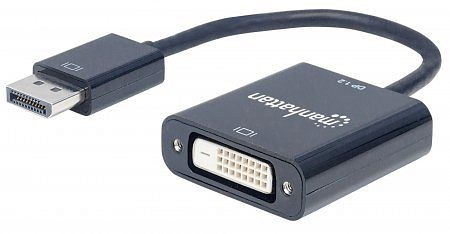 MANHATTAN DisplayPort 1.2a auf DVI-Adapter, DisplayPort 1.2a-Stecker auf DVI-D-Buchse, 23 cm, schwarz, 152228