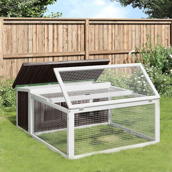 vidaXL Kaninchenstall Grau 117,5x97x47,5 cm Massivholz Kiefer, 172287