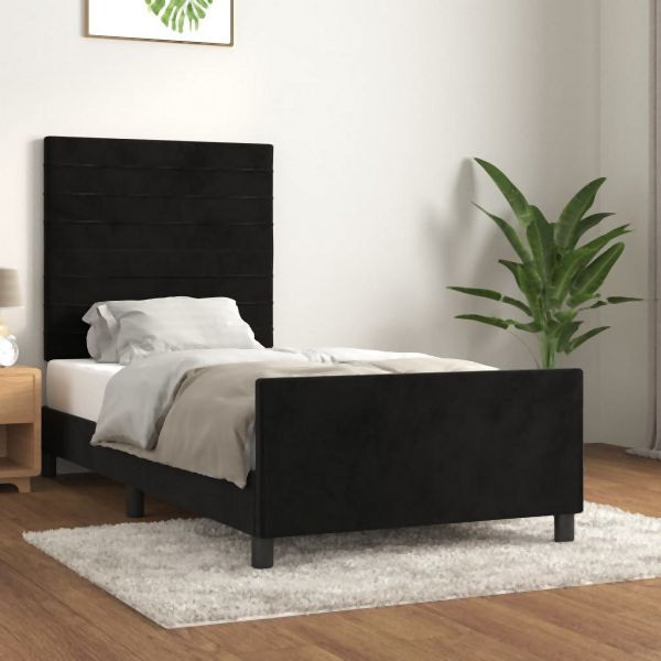 vidaXL Bettgestell mit Kopfteil Schwarz 80x200 cm Samt, 3125784