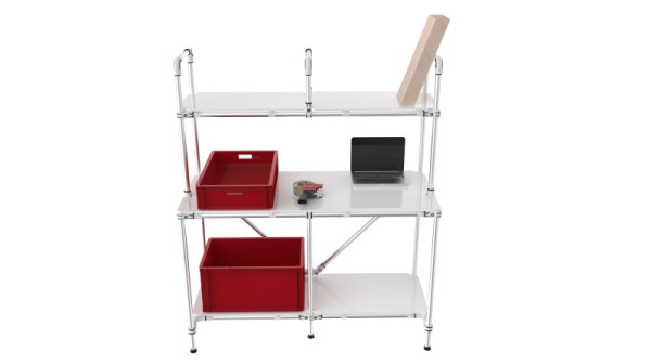 TRILOGIQ Arbeitstisch mit vertikaler Ablage, 1400 x 600 x 1660 mm, 20355-10