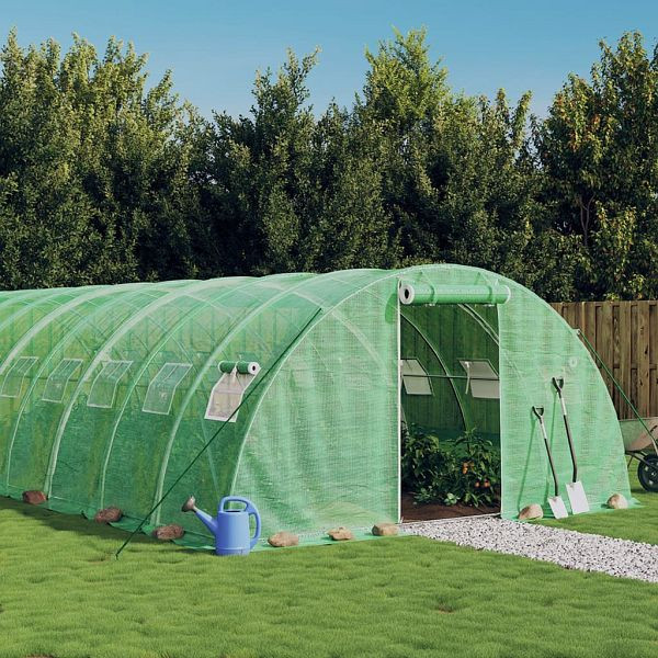 vidaXL Gewächshaus mit Stahlrahmen Grün 72 m² 18x4x2 m, 3188068