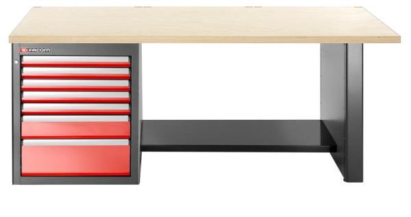 Facom JLS3 WERKBANK 2.2M HOLZ 7 SCHUBLADEN NIEDRIG, JLS3-2MW7DL