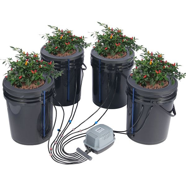 VEVOR Hydroponisches Anzuchtsystem DWC Anbausystem Tiefwasserkultur 20L 4xEimer, SSSPXT4T8INKT37WZV2