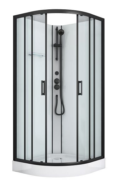 Sanotechnik Komplettduschkabine DALLAS 90x90x210cm schwarz ohne Dach (Bausatz), CL11B