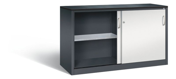 C+P Schiebetürenschrank Acurado, H1000xB1600xT600mm, Farbe: Schwarzgrau / Lichtgrau, Bügelgriff, 2166-09 S10095