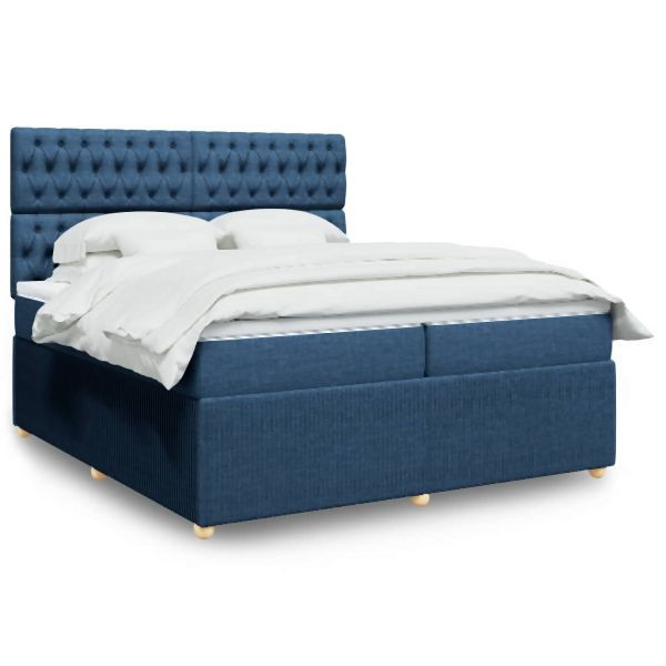vidaXL Boxspringbett mit Matratze Blau 200x200 cm Stoff, 3292176