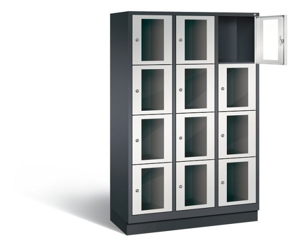 C+P Schließfachschrank Classic, H1800xB1200xT500mm, Farbe: Schwarzgrau / Lichtgrau, 8020A324 S10014