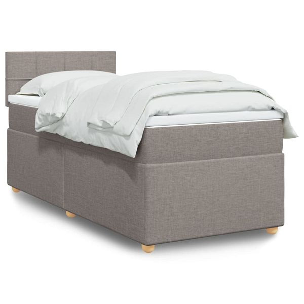 vidaXL Boxspringbett mit Matratze Taupe 90x190 cm Stoff, 3288839