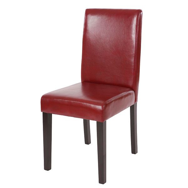 Mendler Esszimmerstuhl Littau, Küchenstuhl Stuhl, Leder, rot, dunkle Beine, 74371